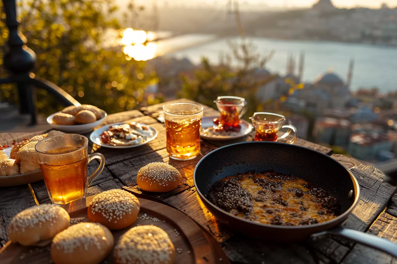 petit-déjeuner à istanbul : simits, menemen et thé turc