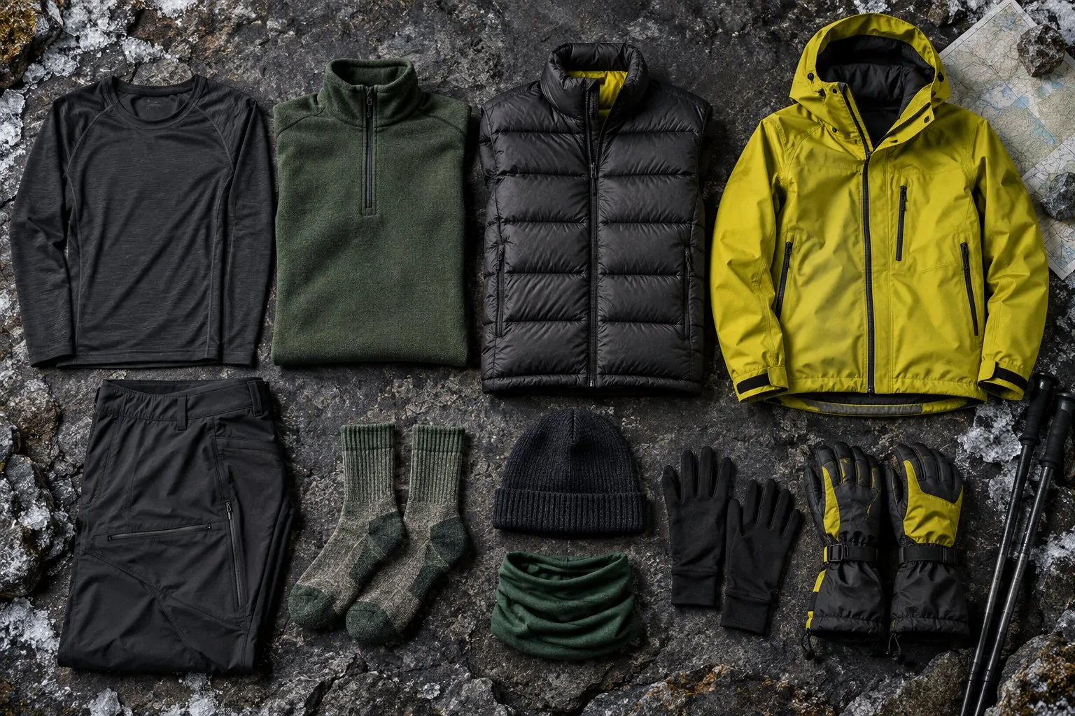 Système de trois couches et vêtements chauds pour un trek en haute altitude