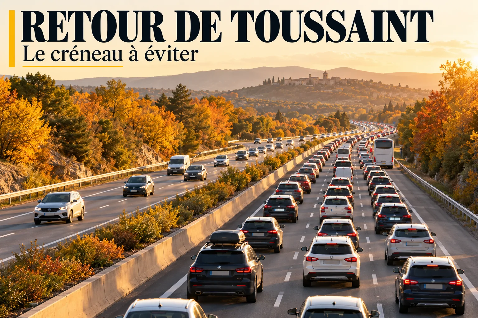 Illustration : circulation dense sur une autoroute à l’automne